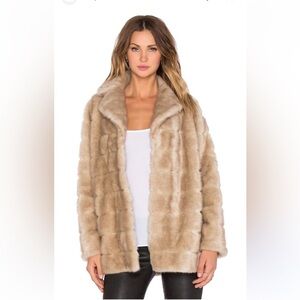 Rare Kate Spade New York Mink Faux Fur Coat Blonde SZ 0 NWOT luxury brand